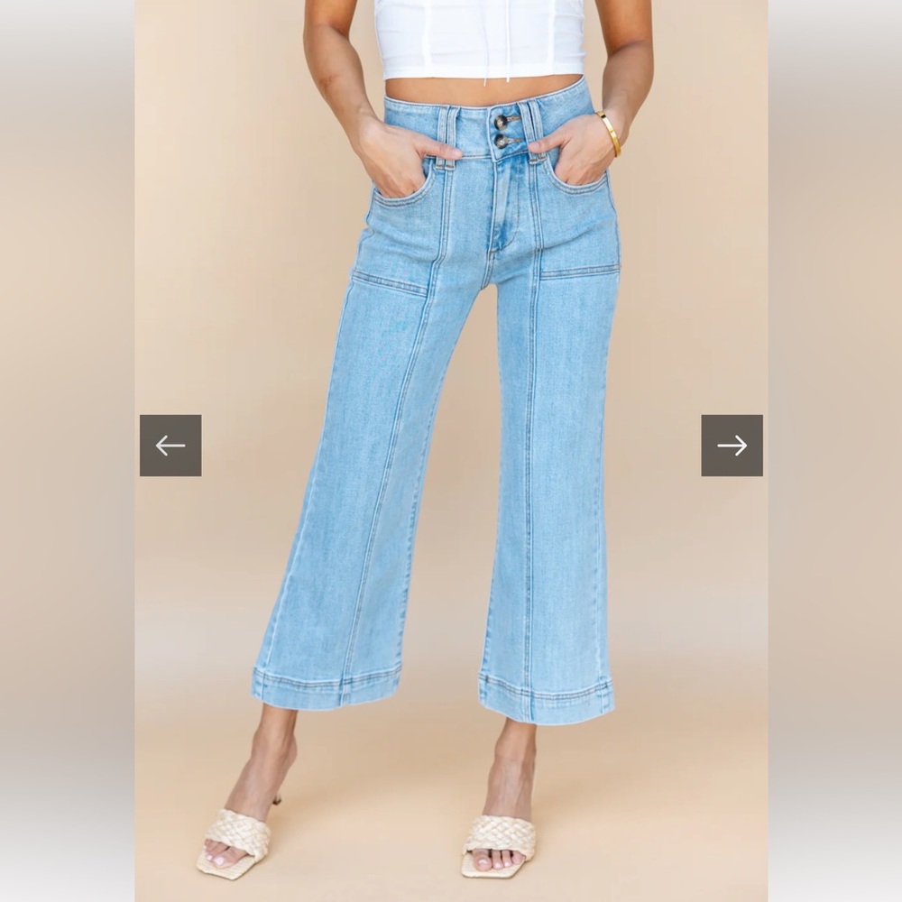 Mica Los Angeles: Violets Are Blue Wide Crop Jeans Light Wash
